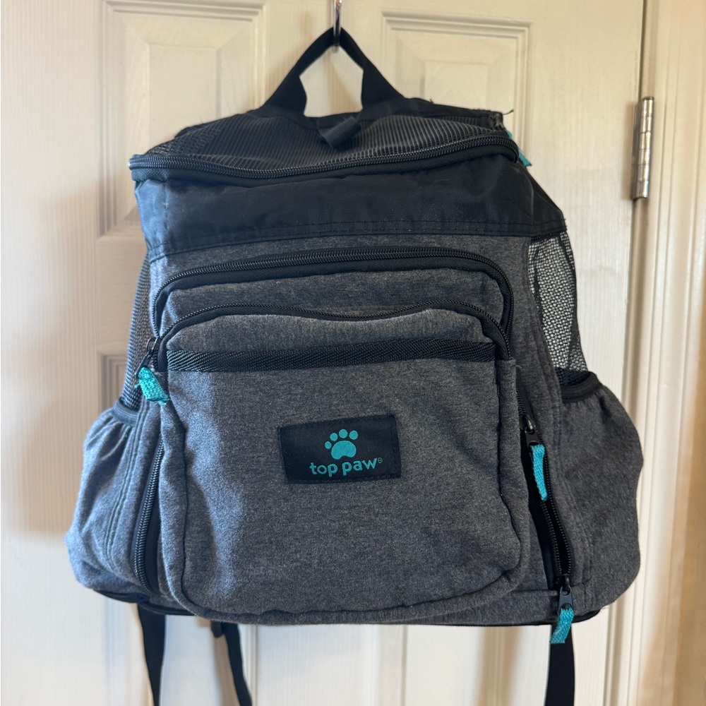 Top Paw Pet Carrier Travel Backpack Gray Multiple Compartments Small Dog Cat